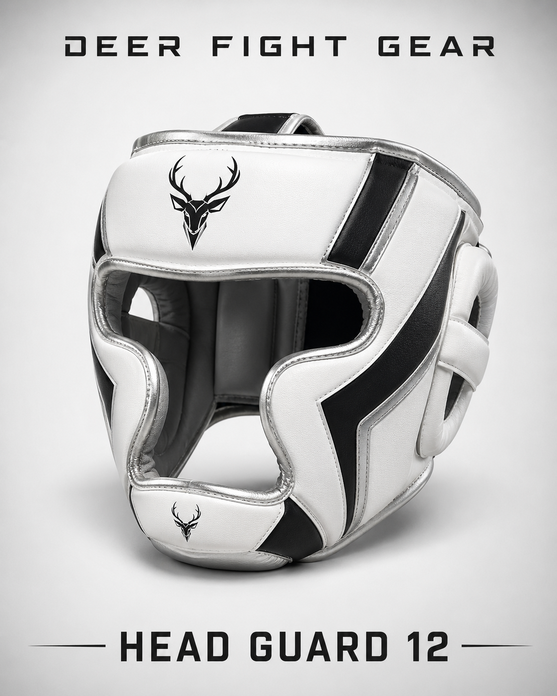 White Silver Competition Head Guard
