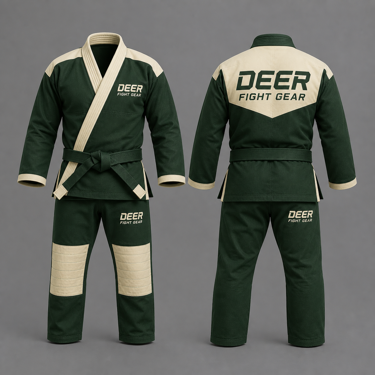 Forest Green Cream Block Judo Gi