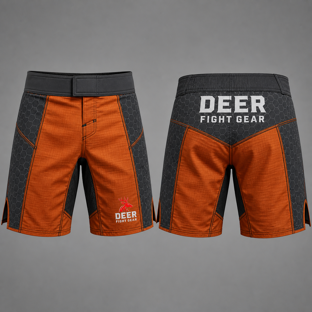 Burnt Orange Charcoal Honeycomb MMA Shorts