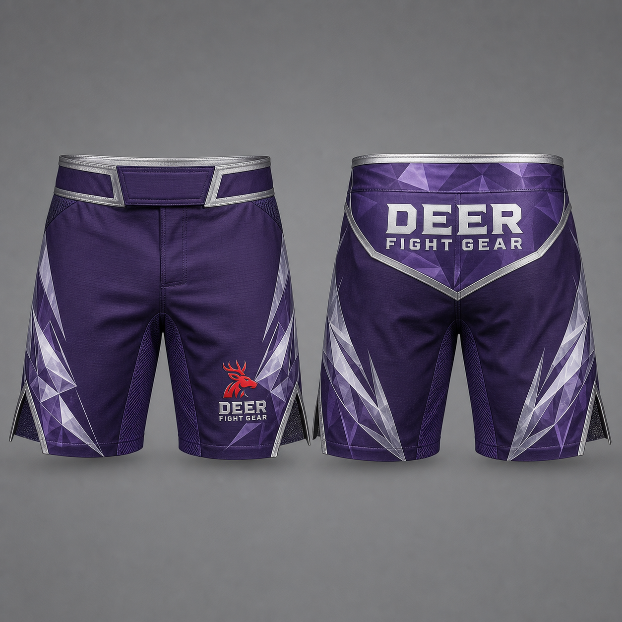Violet Silver Prism Short-Cut MMA Shorts