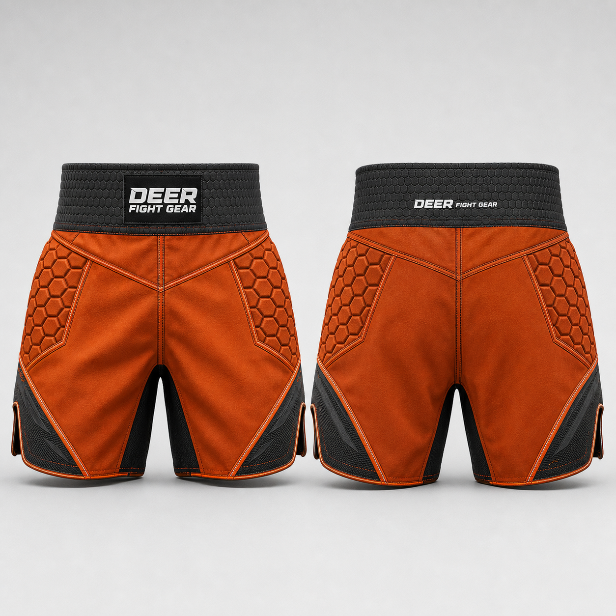 Burnt Orange Charcoal Honeycomb Muay Thai Shorts