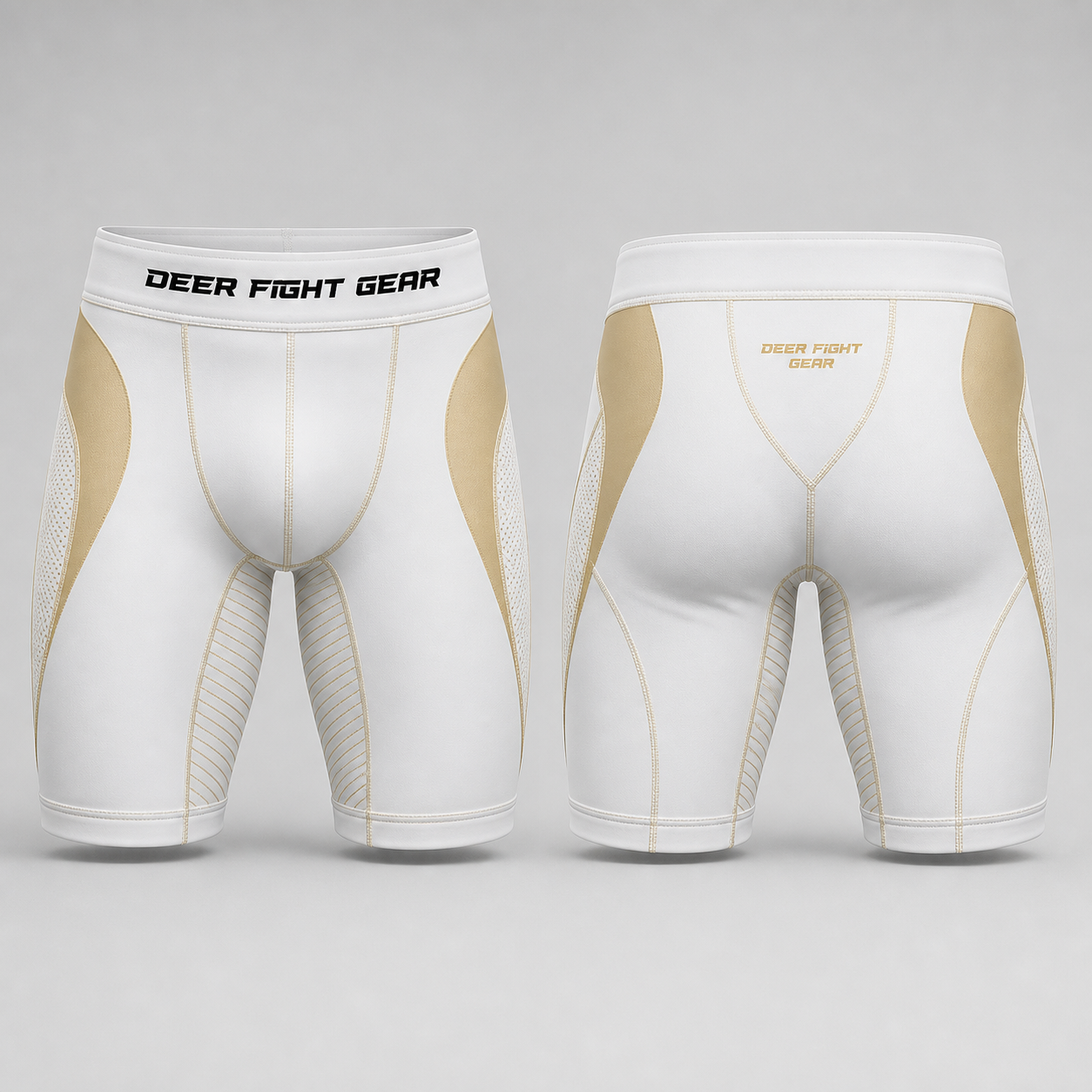 Pearl White Gold Vale Tudo Compression Shorts