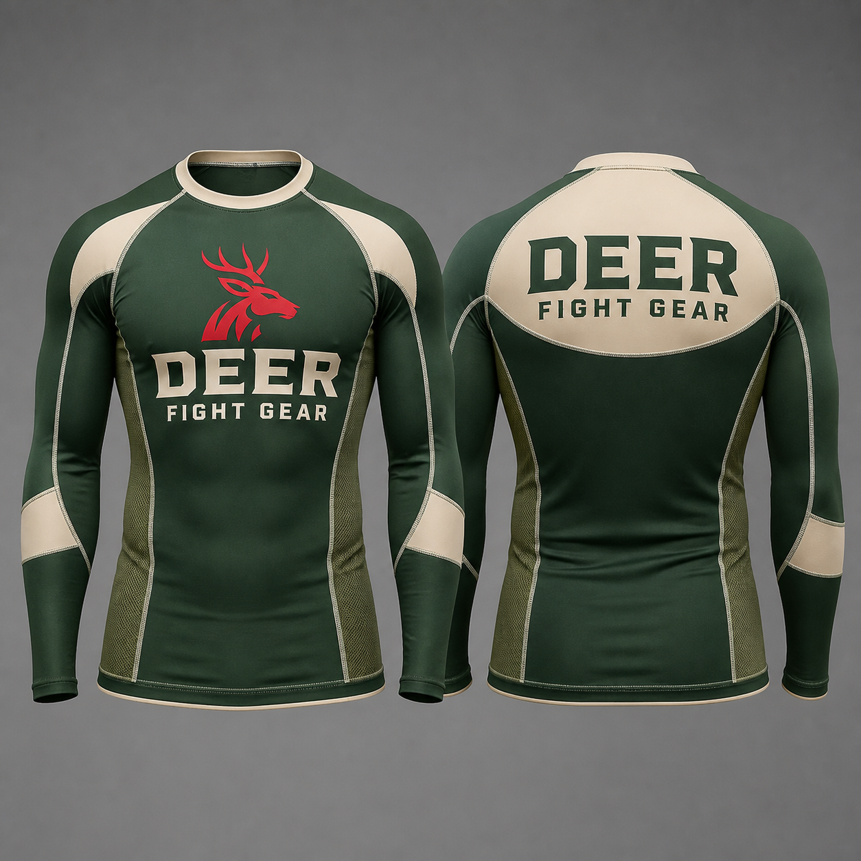 Forest Green Cream Arc Long-Sleeve Rash Guard