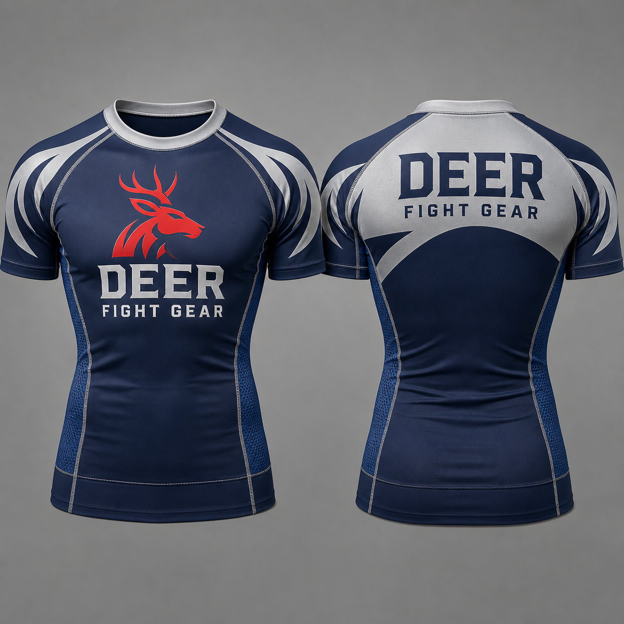 Navy Silver Wave Short-Sleeve Rash Guard
