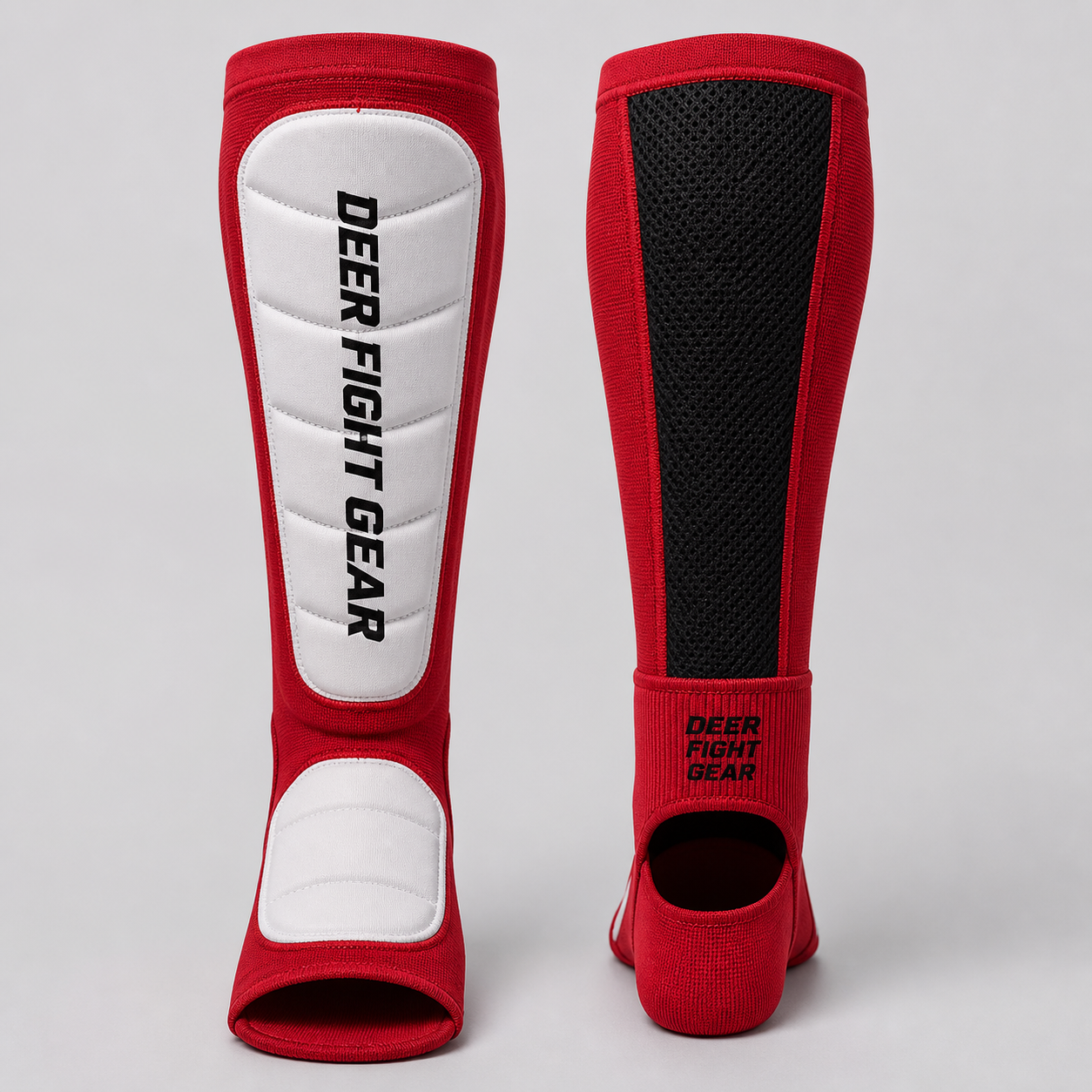 Crimson White Slip-On MMA Shin Guards