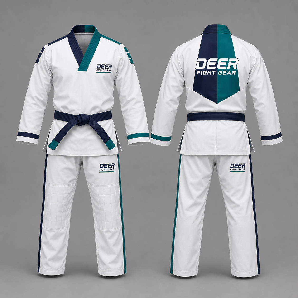White Navy Teal Axis Club Dobok