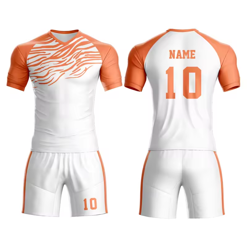 Custom white and orange team sportswear kit by Deer Fight Gear
