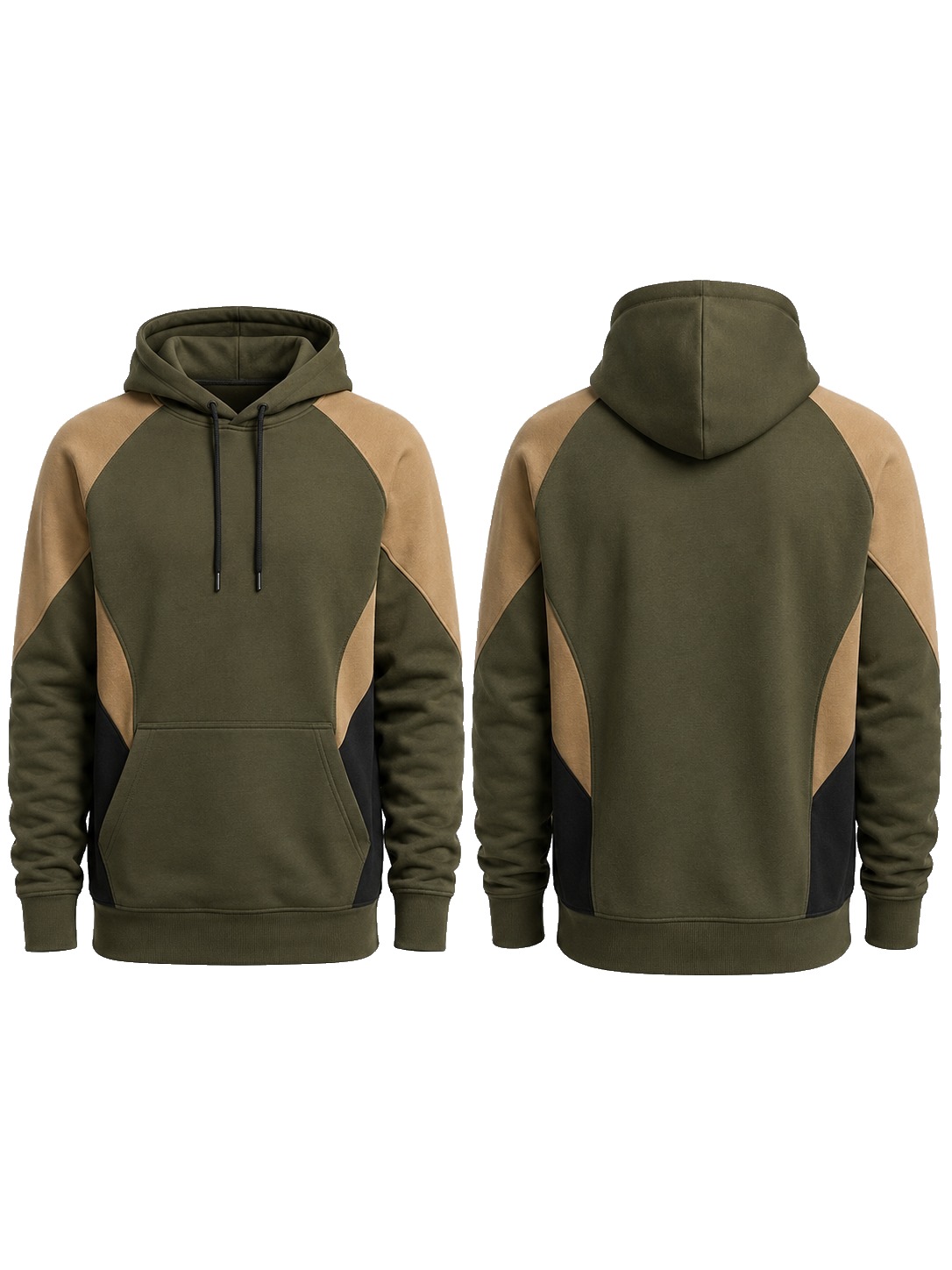 Custom Hoodies Olive Tan Black Hoodie manufactured by Deer Fight Gear