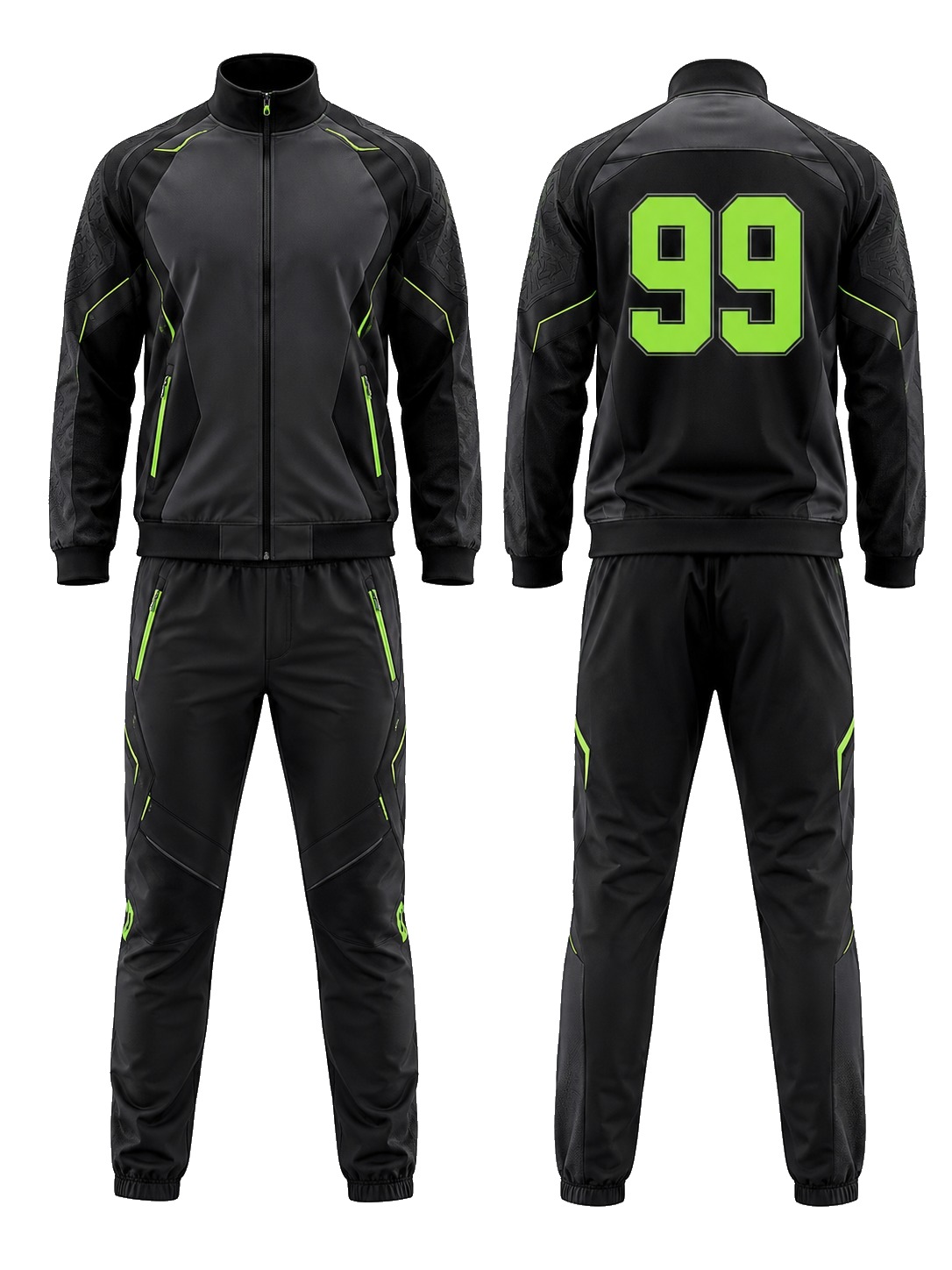 Custom Tracksuits Black Neon Tracksuit manufactured by Deer Fight Gear