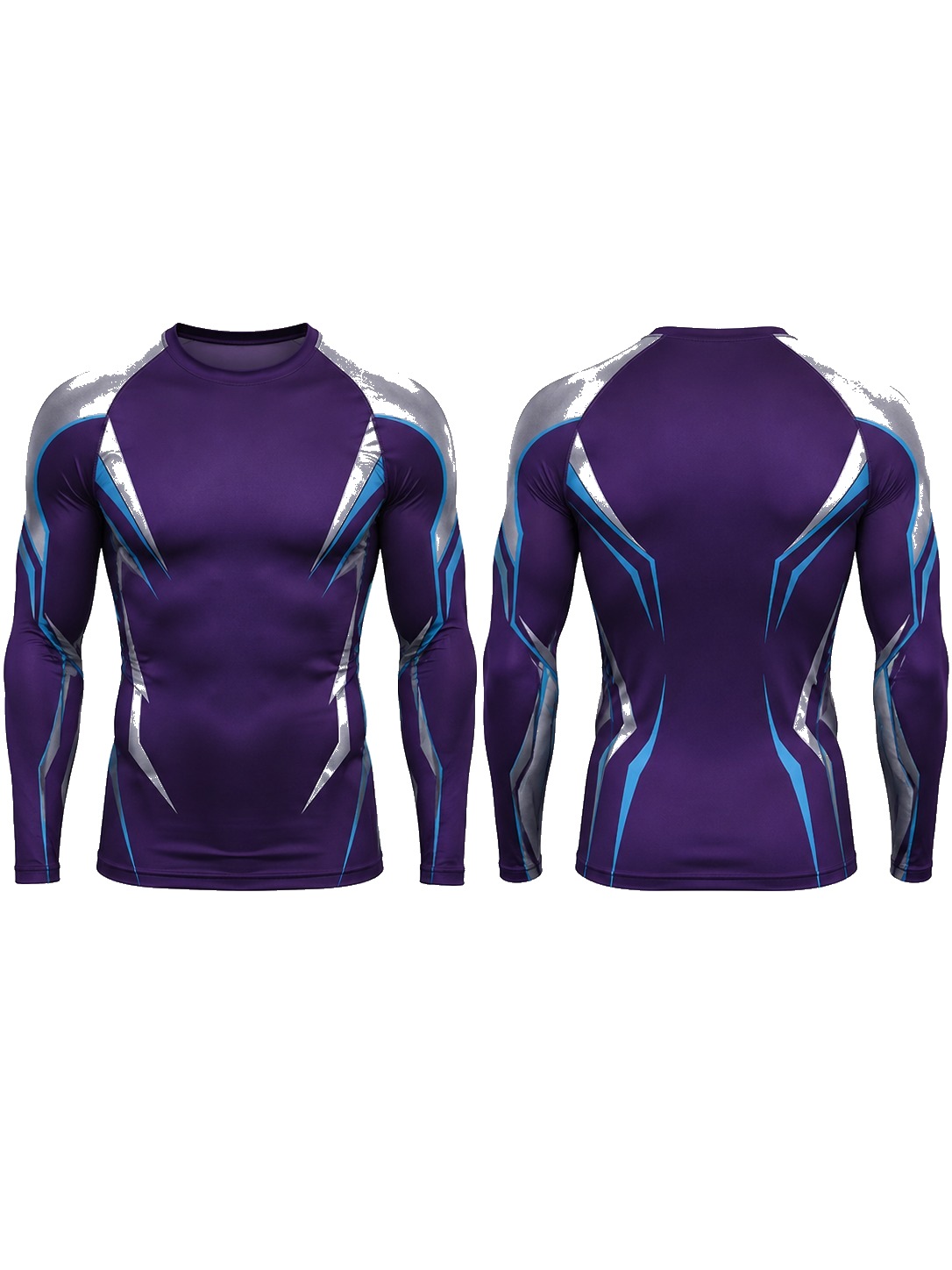 Custom Rash Guards Purple Cyber Sport Shirt manufactured by Deer Fight Gear