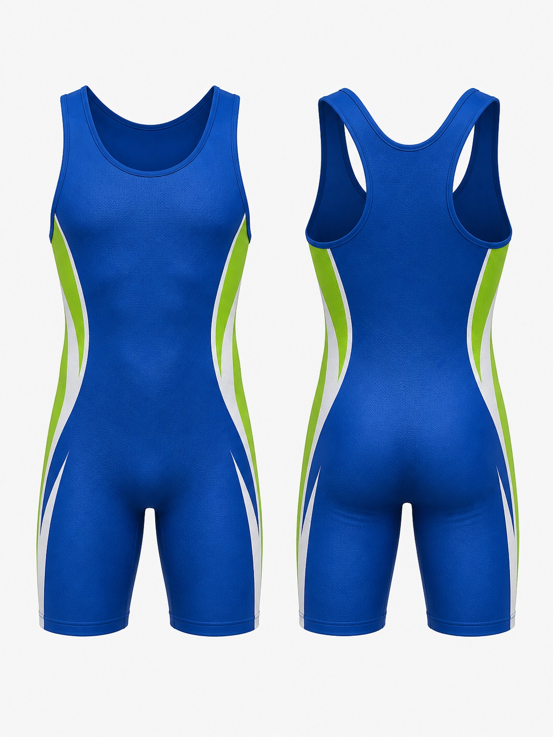 Custom Singlets Blue And Green Wrestling Singlet manufactured by Deer Fight Gear