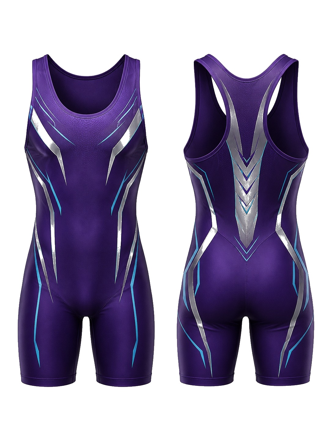 Custom Singlets Futuristic Purple Athletic Singlets Front And manufactured by Deer Fight Gear