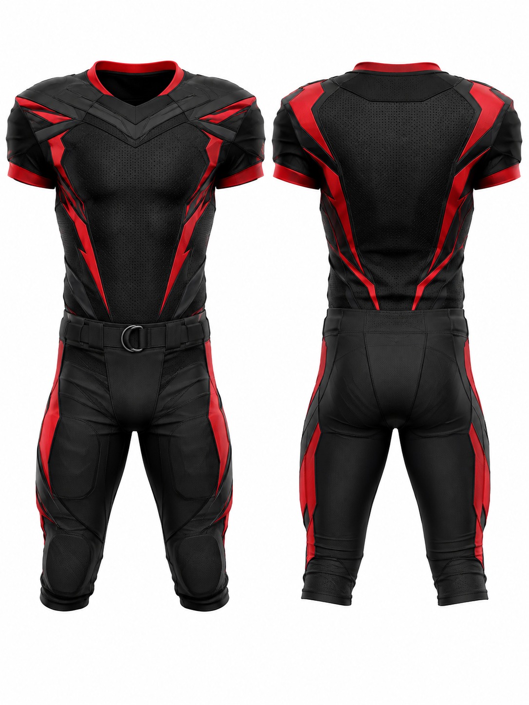 Custom American Football Black And Red Futuristic Football Uniform manufactured by Deer Fight Gear