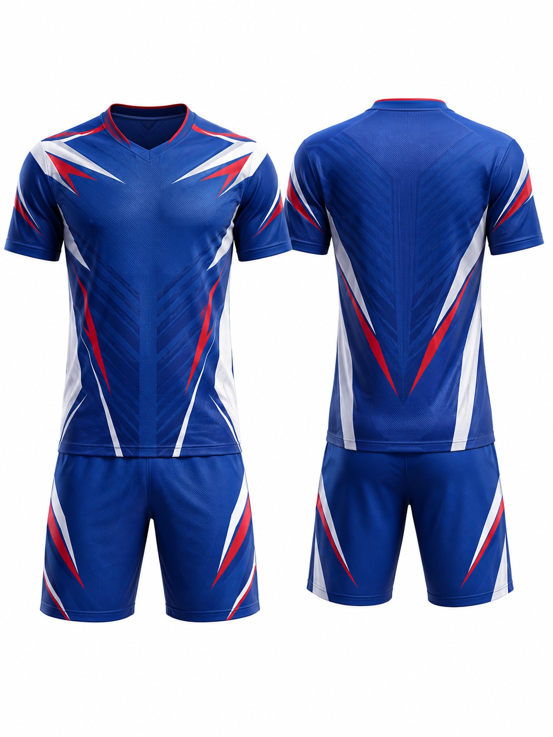 Custom Soccer Blue Geometric Soccer Kit manufactured by Deer Fight Gear