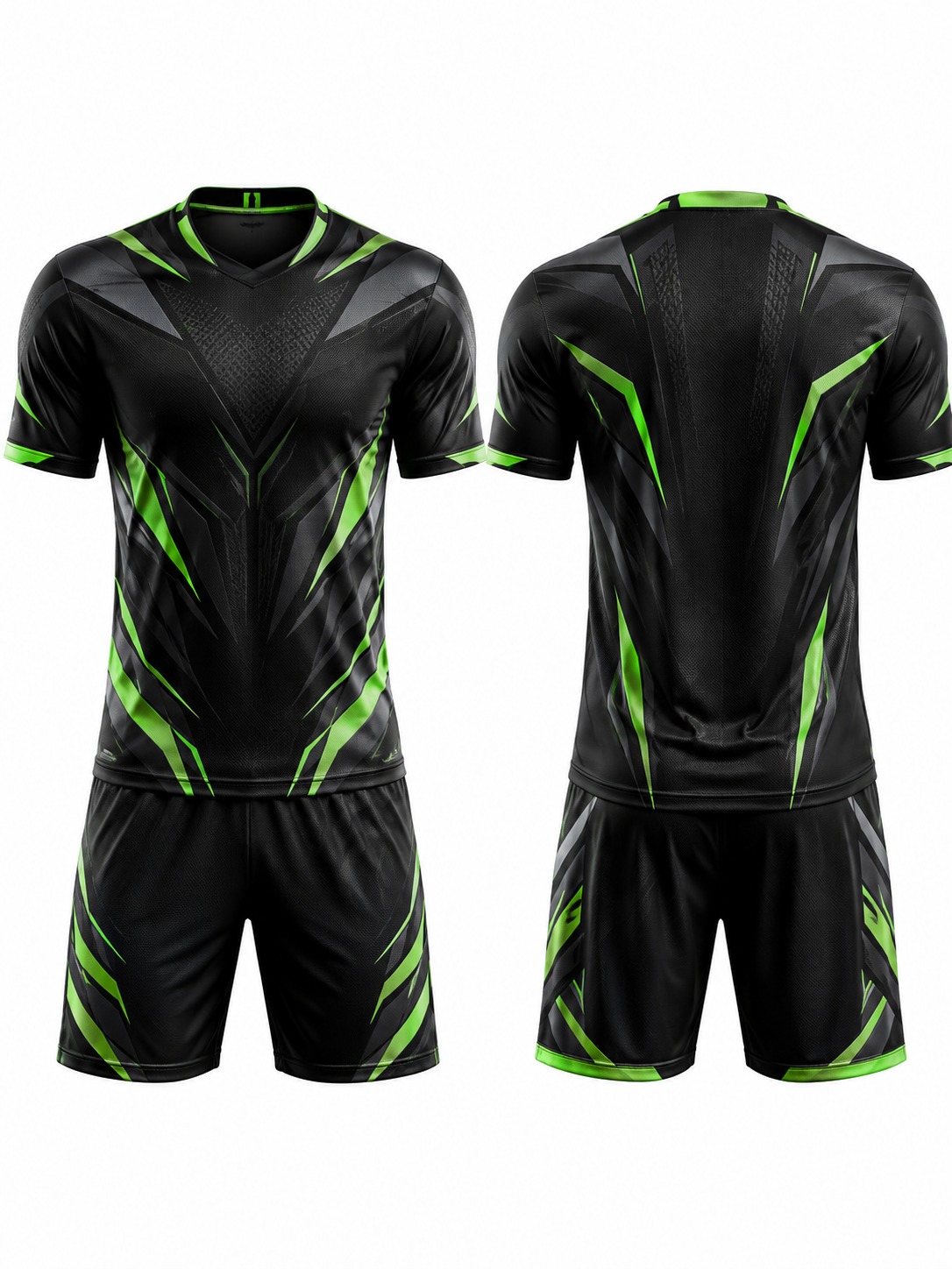 Custom Soccer Futuristic Black And Neon Green Soccer Kit manufactured by Deer Fight Gear